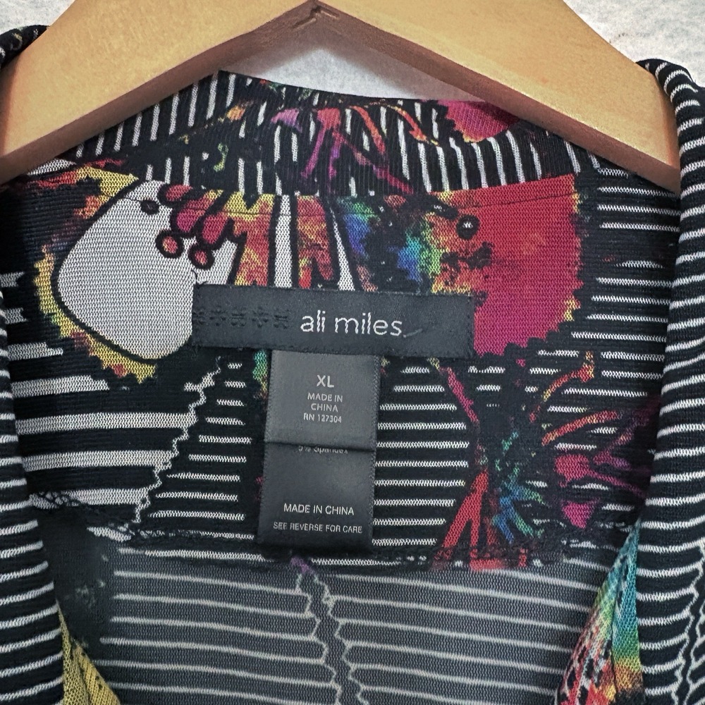 Ali Miles Black Mesh Sheer Top Sz XL Whimsigoth Indie Grunge Abstract Artsy Y2K - Picture 7 of 8